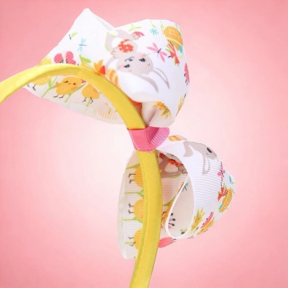 Hoppy Easter Style: Adorable Handmade Bow Headband for Girls!
